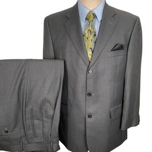 Bachrach Suit Men 42R 36W 30L Gray 3 Button Classic Career Neutral VTG